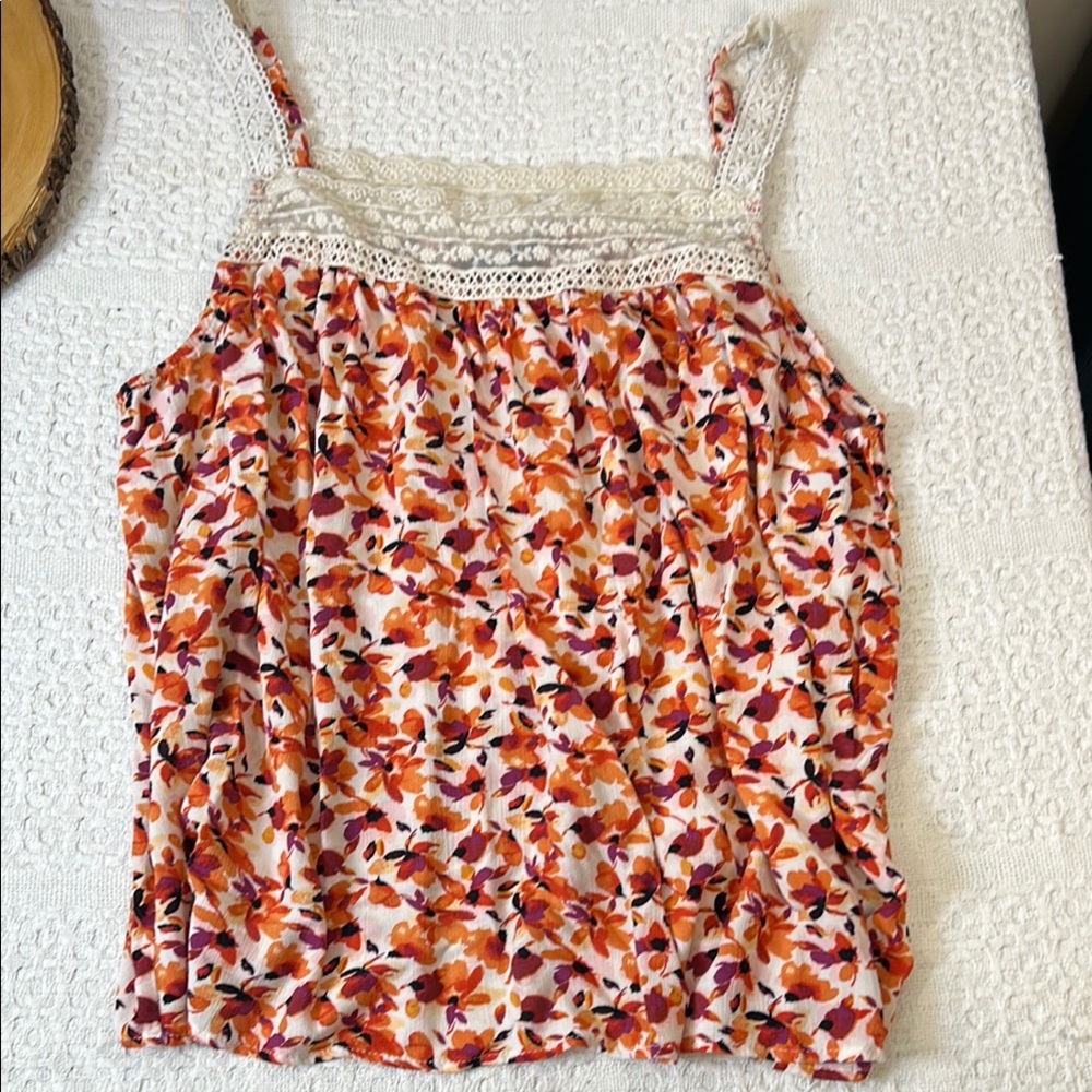 Torrid‎ Orange Floral Lace Tank Top Adjustable Straps Size 2X